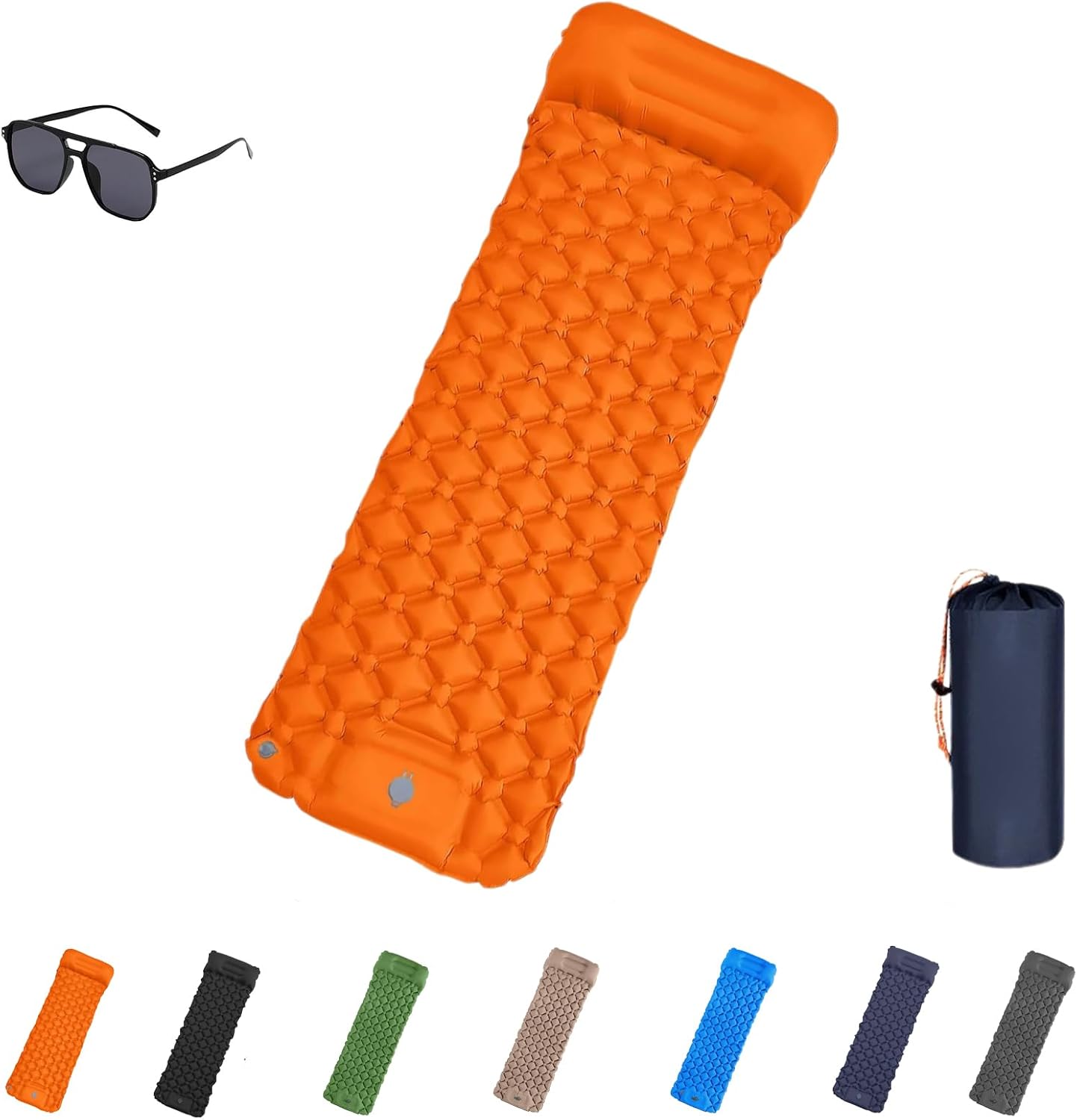 Lounge Mat - Your Portable Chill Zone, Ultralight Self Inflating Air Sleeping Pad with Pillow, Travel Camping Mattress for Hiking Tent Outdoor Use (Orange)
