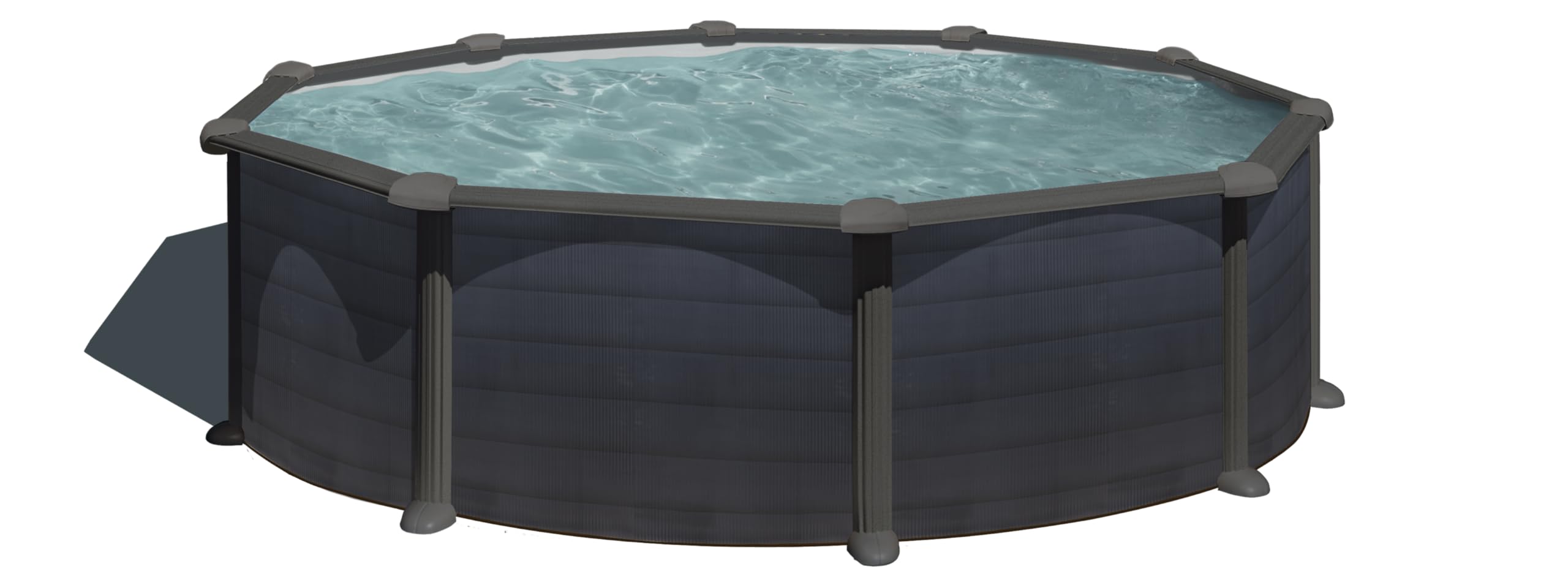 Piscina Gre KITPR458GF Granada. - Piscina fuori terra in acciaio, rotonda con aspetto in acciaio grafite. Piscina scomponibile per Giardino. 460 x 132 cm