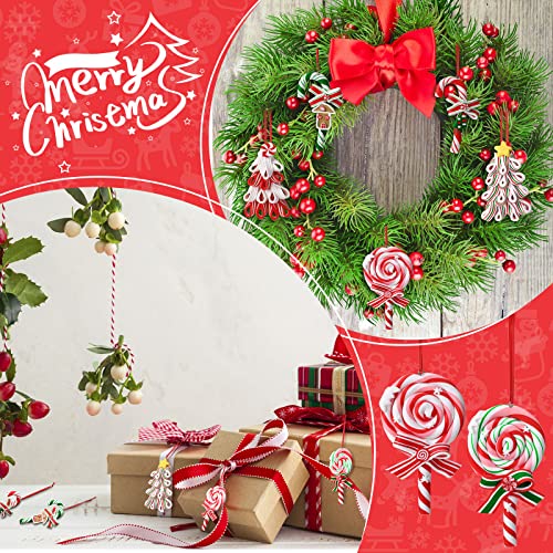 6 Pieces Christmas Candy Ornaments Lollipop Ornament Candy Cane Hanging Decor Peppermint Christmas Tree Decoration Fake Candy Canes Crafts For Xmas Wreath Party Supplies Red And White (Fresh Style) #TOP5