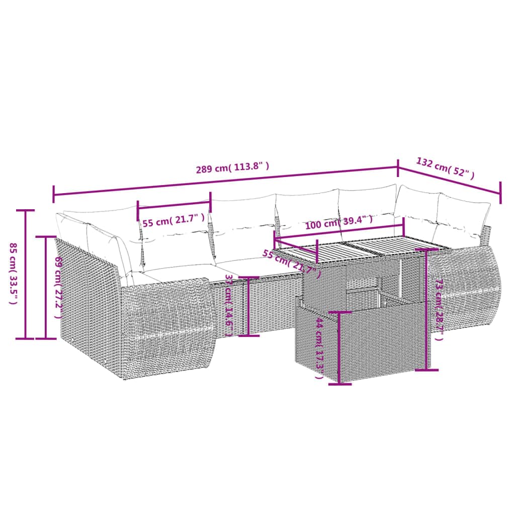 Makastle Salon de Jardin Modulaire 8 pcs Beige Résine Tressée