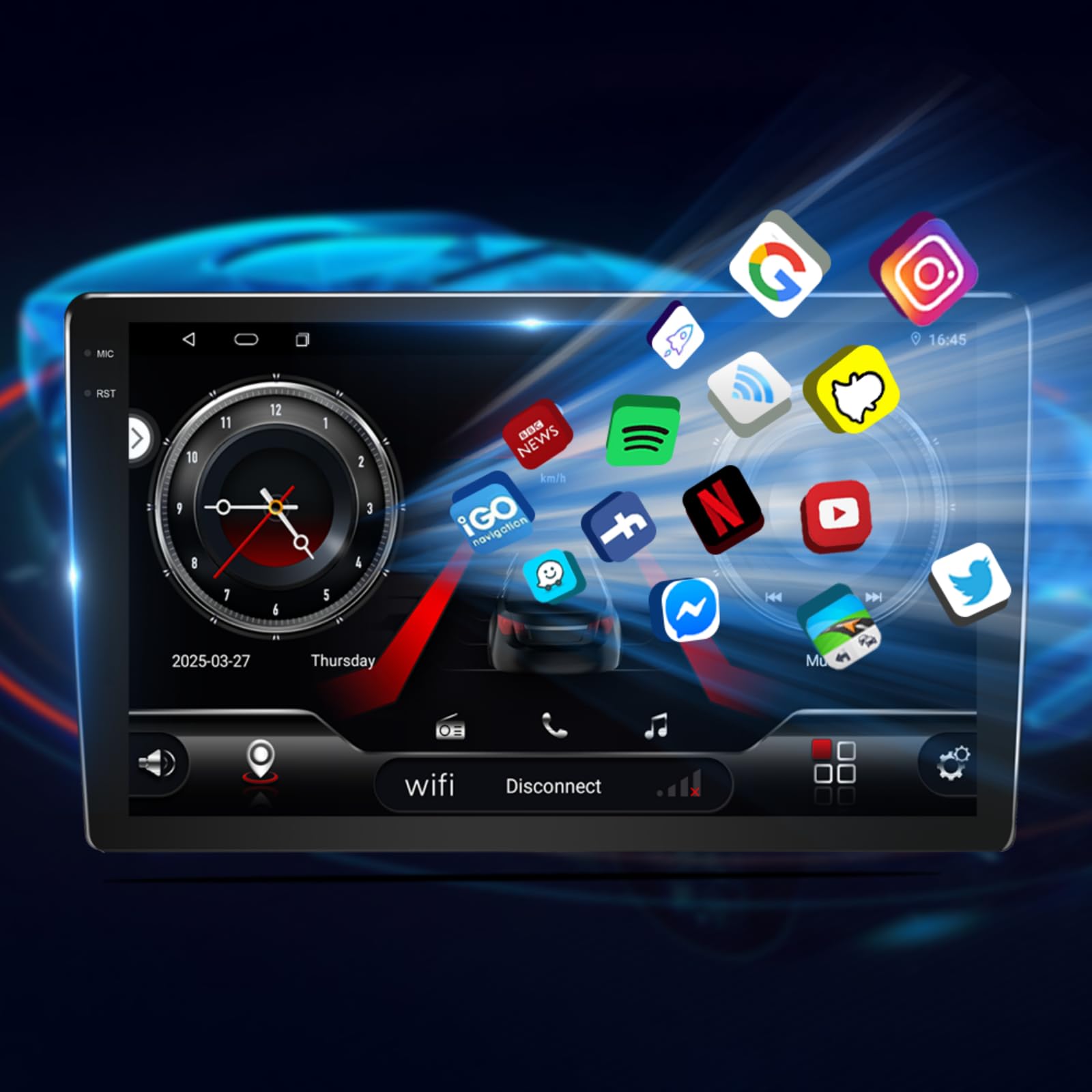 Radio samochodowe do Toyota RAV4 III 2006-2012, system Android 13 4GB+64GB z Carplay Android Auto, 9-calowy qled ekran dotykowy, obsługuje Nawigację GPS WLAN BT LTE