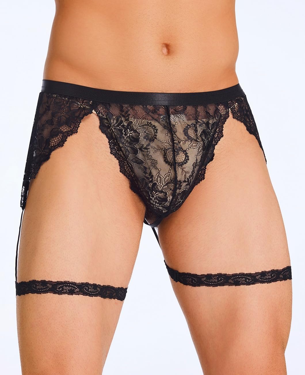 ABAFIP Men's Lace Underwear Sheer Pouch Garter Panties Crossdressing Sexy Lingerie Sissy Underpants