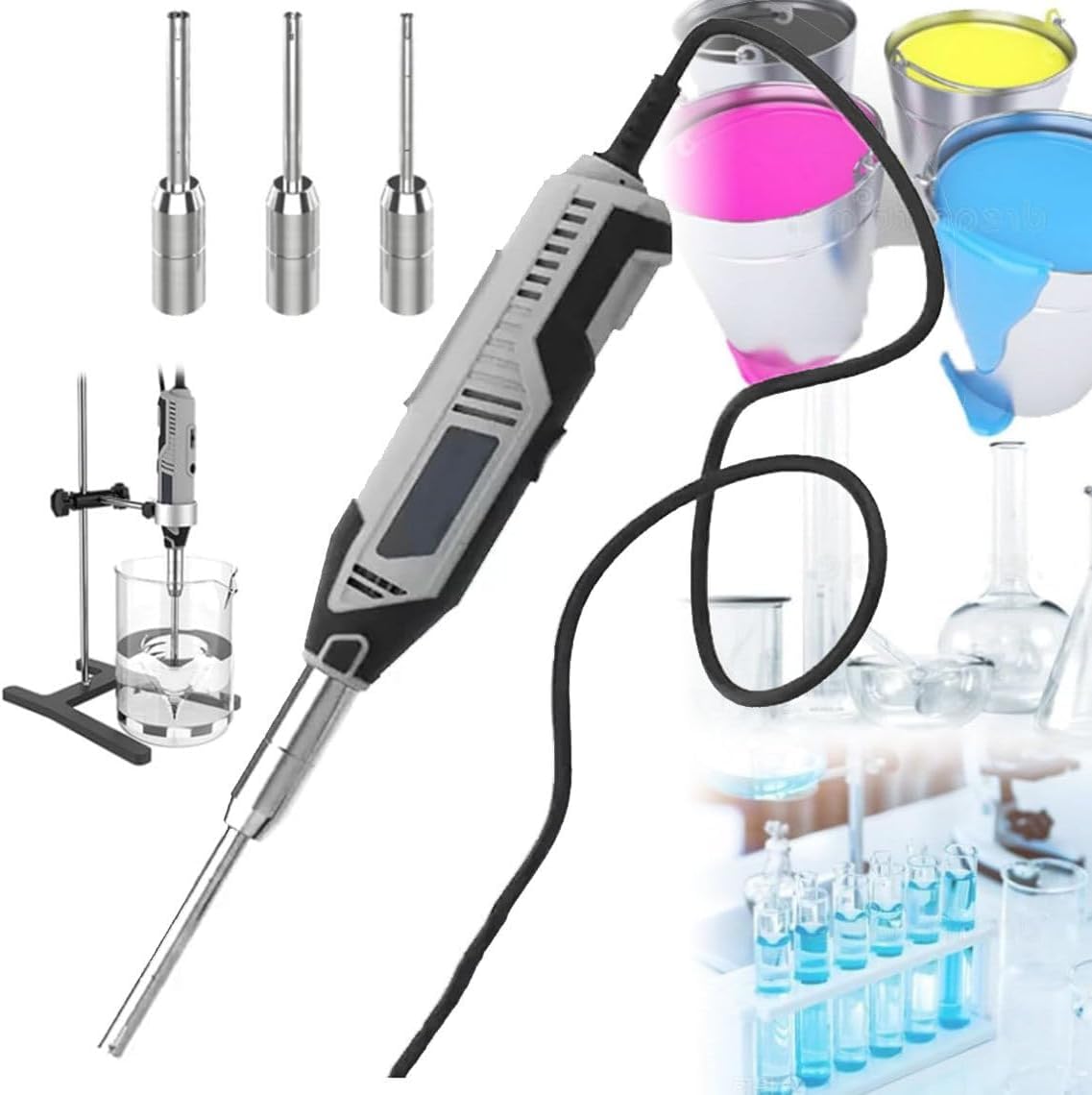 YXZQLOZ High-speed homogenizer—handheld emulsifying and dispersing machine for laboratory cell and tissue mixing; and a rechargeable design. (220v Plugin)