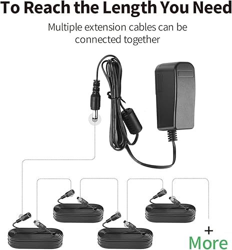 Miniatura 7 de Tonton Power Extension Cable 33ft 10M 2.1mm x 5.5mm Compatible with 12V DC Adapter Cord for CCTV Security Camera IP Camera Standalone DVR