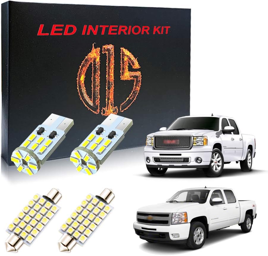 D15 Lighting LED Interior Light Kit for Chevy Silverado GMC Sierra 1999-2014 6000k White Map Dome Visor Cargo License Plate Bulbs (14 Pieces)