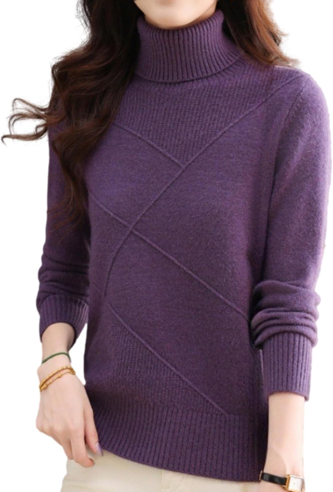 Knit 【Wool Touch/Washing Machine OK/No Ironing Required】 Women's Sweater Autumn, Winter, Spring Elegant Long Sleeve Turtleneck Top Women's Clothing 【6 Colors】【Size S~M(L) Equivalent