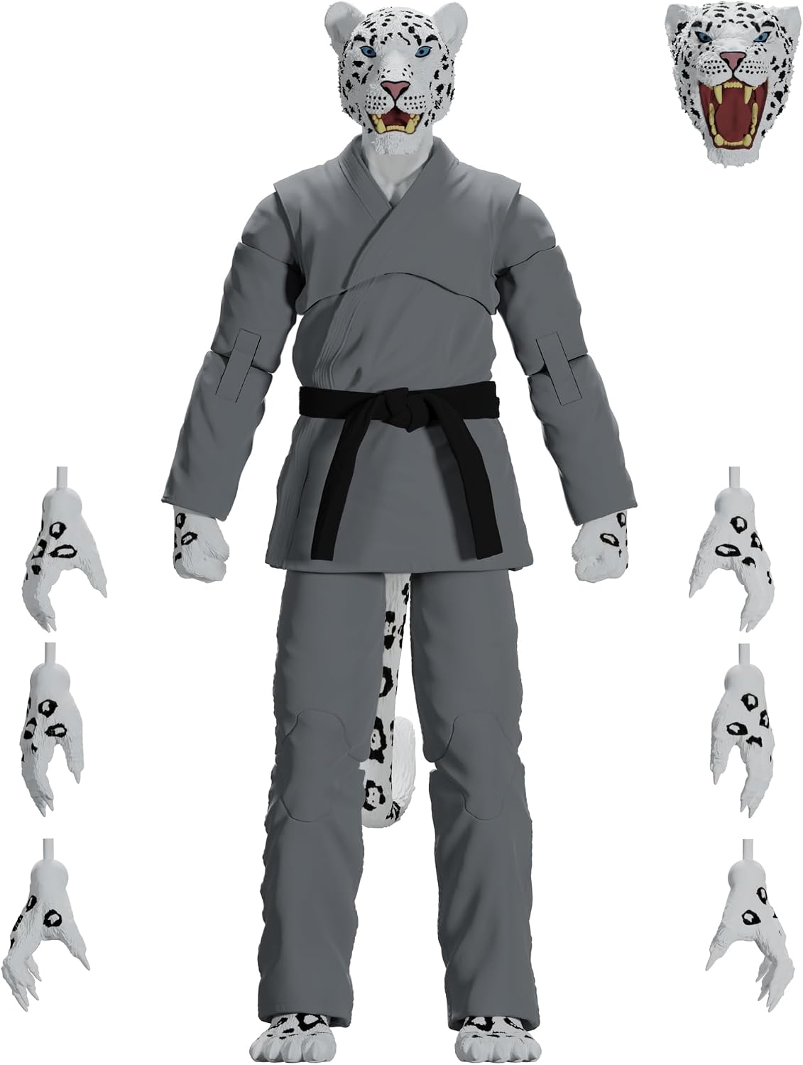 Icon Heroes Zoo Jitsu Fighters: Shadow the Snow Leopard (Grey Gi) 6-Inch Action Figure