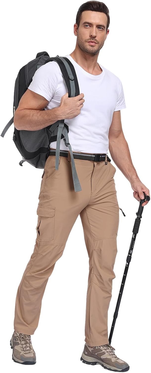 Men's Cargo Hiking Pants Water Resistant Lightweight Quick-Dry Work Pants - Image 6