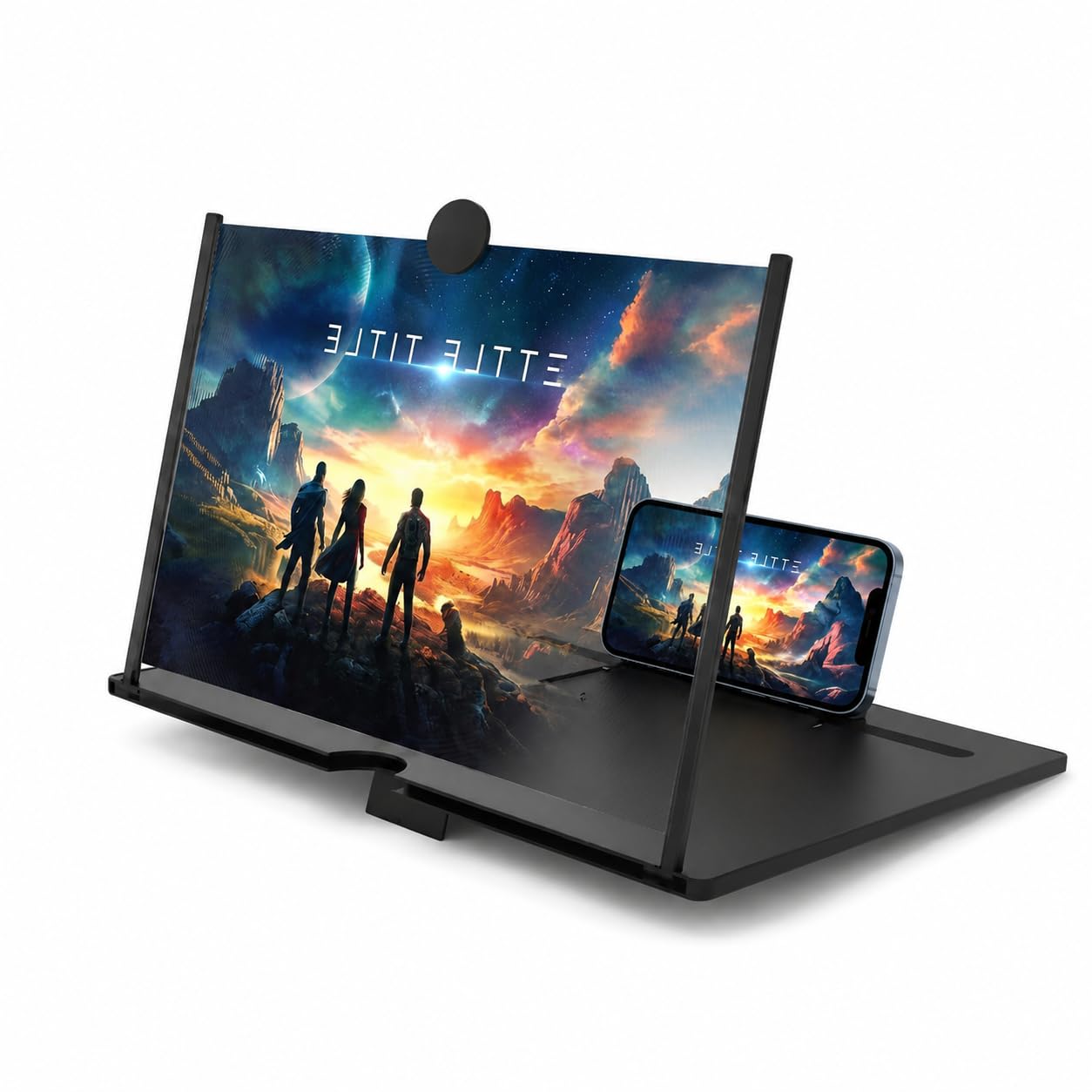 Drumstone Foldable 12 Inch Phone Screen Magnifier HD Optical Smartphone Display Amplifier with Adjustable Viewing Angle Stand for Movies Videos Reading Black-image-45