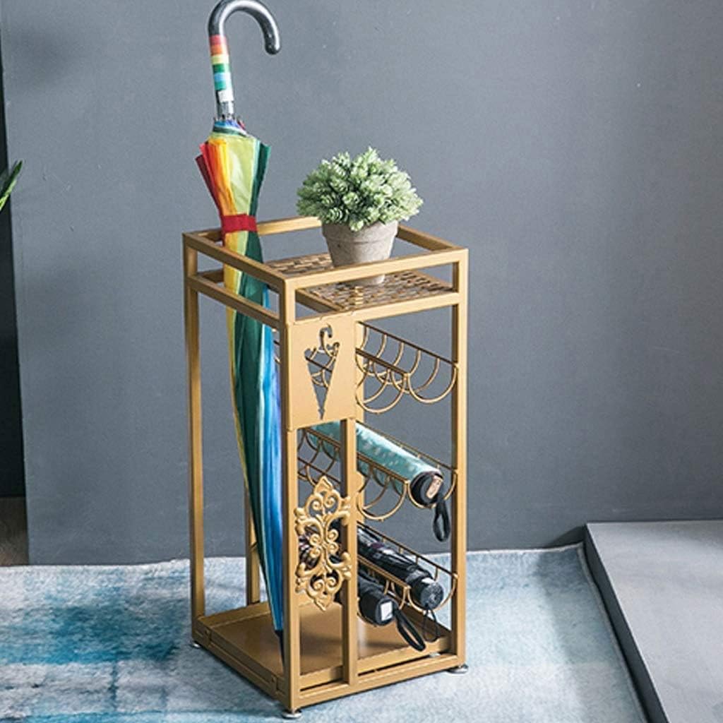 Golden Wrought Iron Umbrella Stand, Hotel School Commercial Home Creative Floor Flower Shelf Rain Umbrella Umbrella Placement