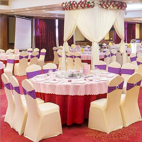 Miniatura 3 de WENSINL Paquete de 100 bandas elásticas para sillas de boda, bandas elásticas de licra con hebilla deslizante, lazos de elastano para fiestas, sin