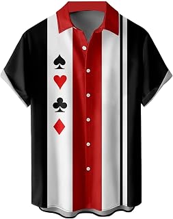 Hawaiian Bowling Shirts for Men Short Sleeve Printed Regular Fit Summer Beach Casual Button Down Aloha Shirts