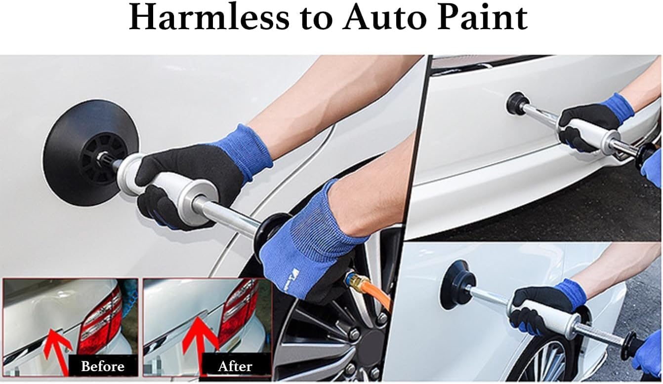 Pneumatic Dent Puller, Pneumatic Suction Cup Dent Puller with 3 Suction Cups (3.2", 4.7", 6.1”), Car Dent Puller Kit, Auto Body Dent Repair Kit, 23.2” Length