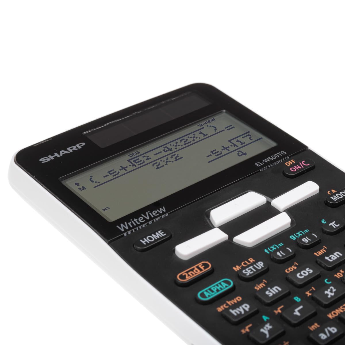 SHARP EL-W550TG Wissenschaftlicher Schulrechner, schwarz | WriteView-Anzeige, D.A.L.-Eingabe, 258 Funktionen, Solar- & Batteriebetrieb – für Oberstufe und Abitur
