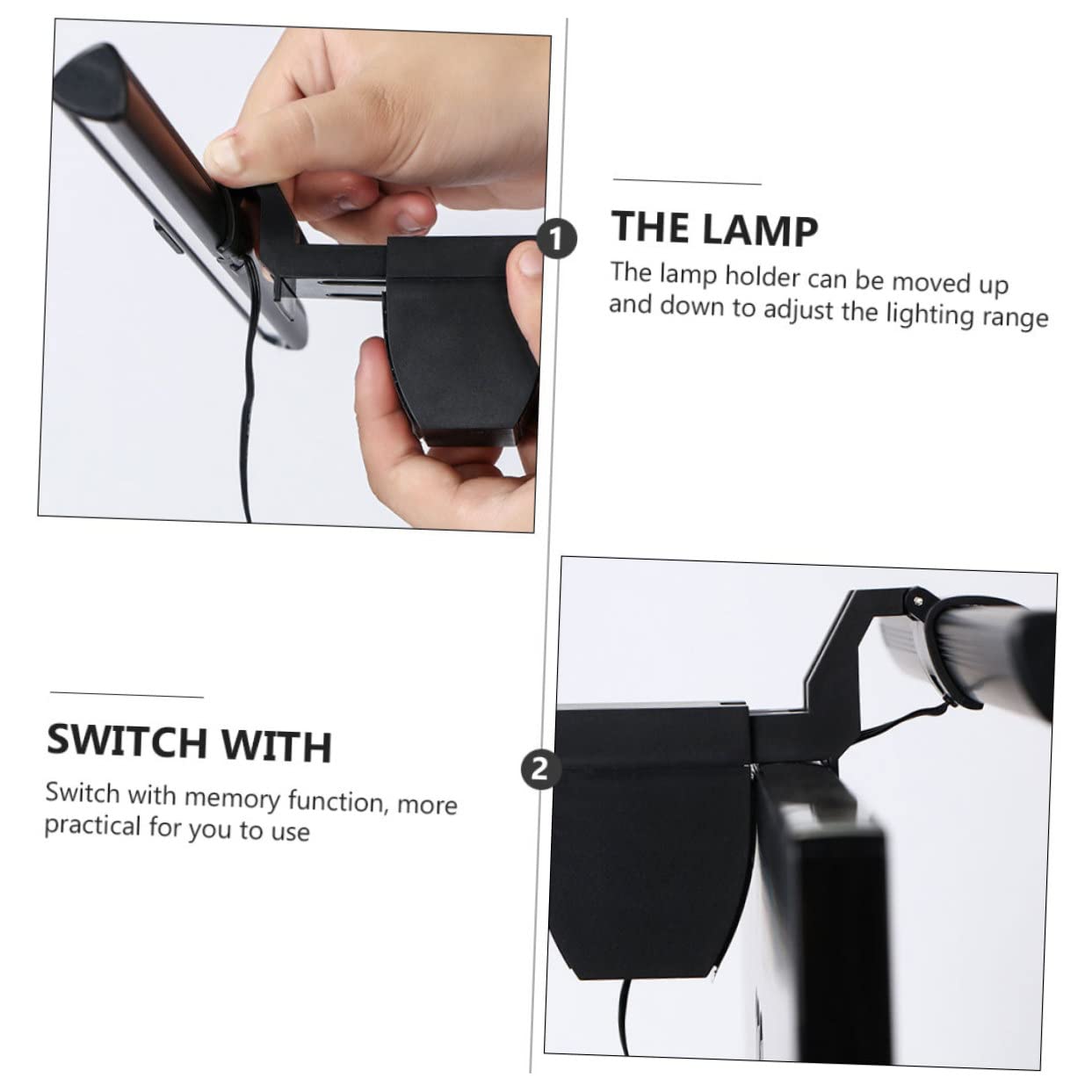 Uonlytech Lampe Écran PC LED Usb, Applique Murale USB en Alliage D’aluminium, 3 Températures de Couleur, Mémoire, Éclairage de Bureau 1000 Lumens