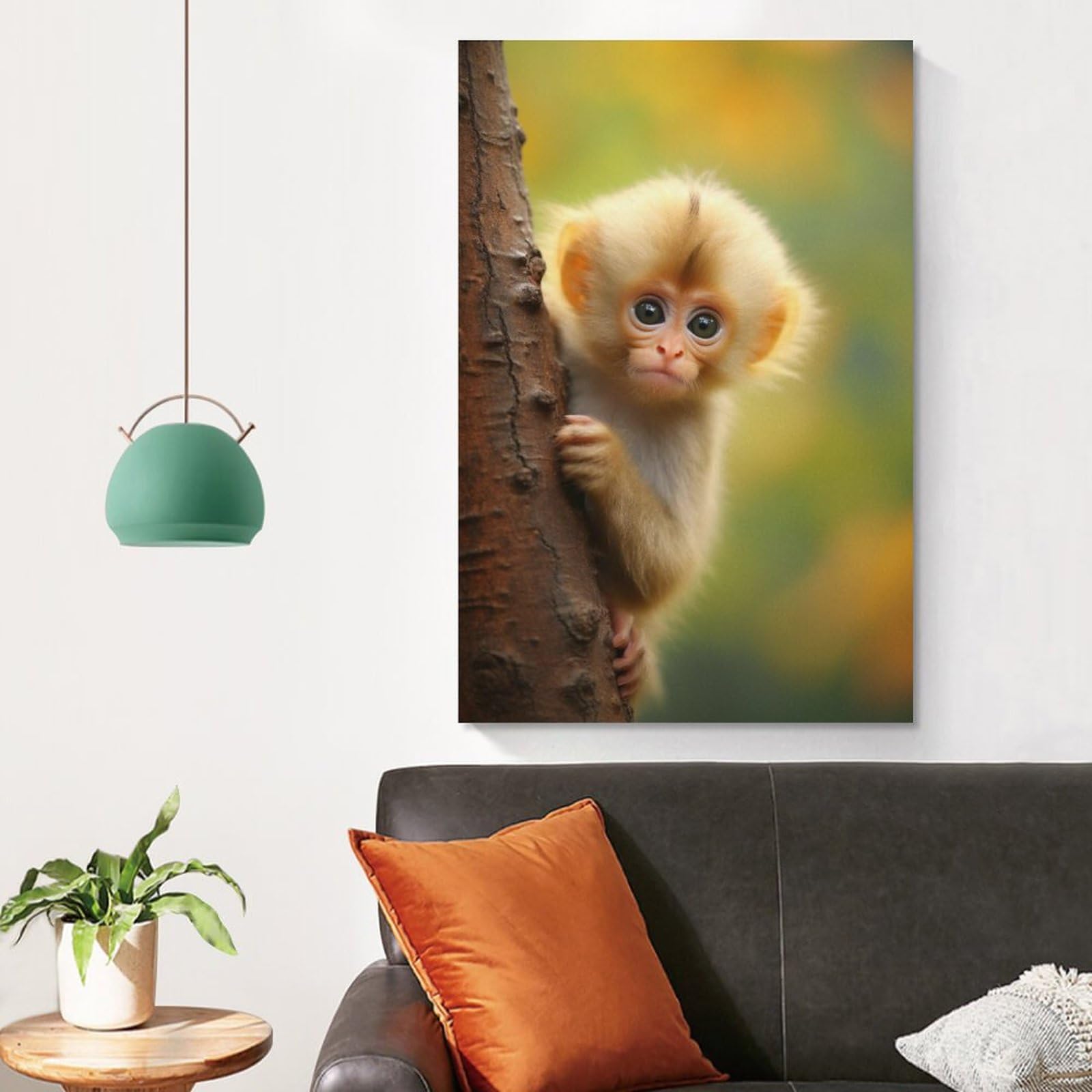 Cornice scimmia, simpatica scimmia divertente Poster e stampe su tela Pittura Graffiti Street Wall Art Immagine soggiorno 50x70cm (20x28in) x3 con cornice