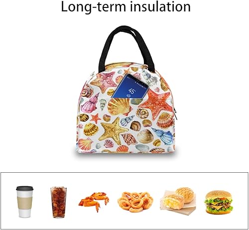 Miniatura 6 de XMNYGJ Insulated Lunch Bag for Women Men Seashell Starfish Pattern Waterproof Thermal Tote Bag Reusable Lunch Box Container Lunch Holder Leakproof