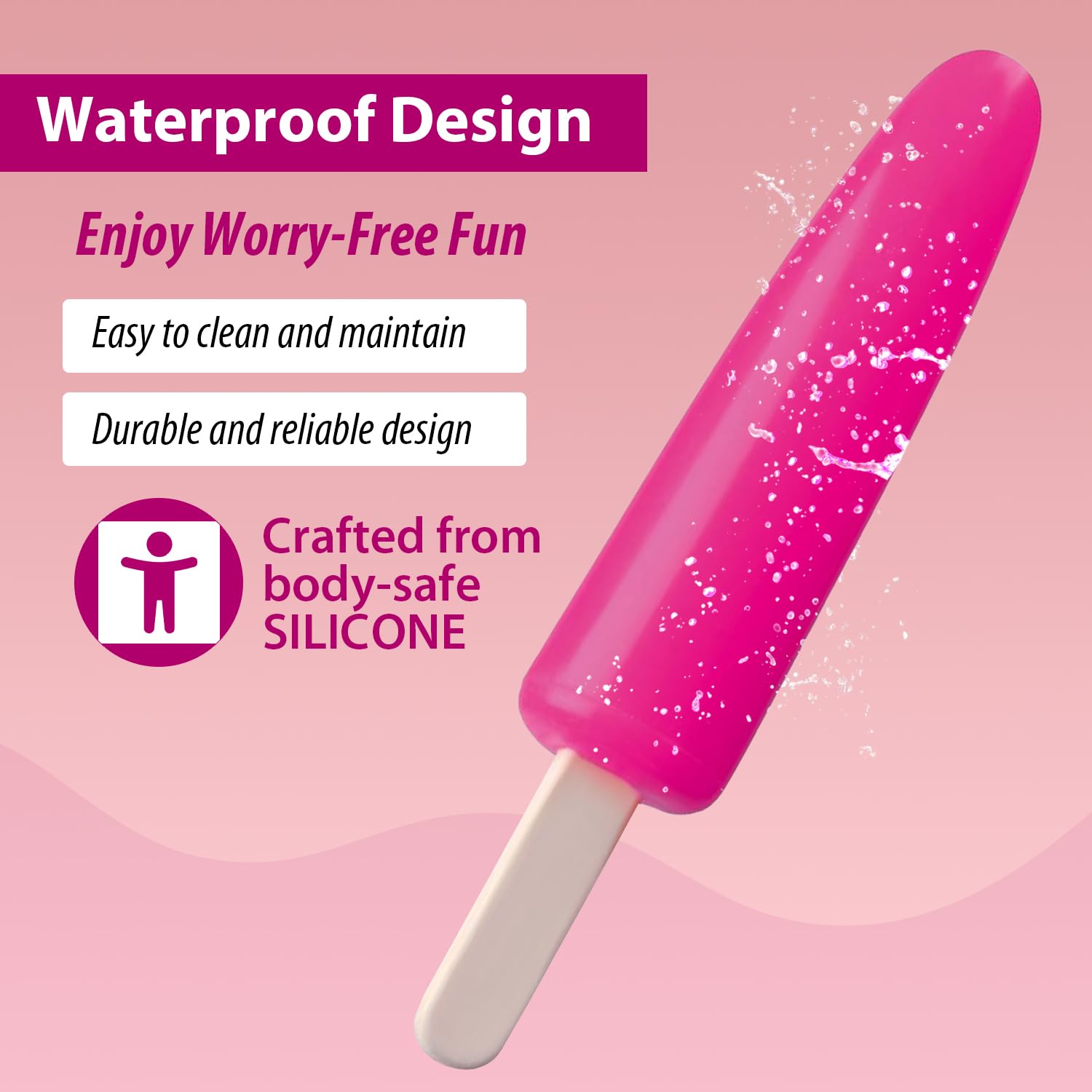 Love To Love iScream Silicone Waterproof Dildo - Innovative Freezable & Heatable Design, Ultimate Pleasure Sex Toys for Adults, Versatile Adult Toys for Couples & Singles, Premium Sex Toy: Danger Pink