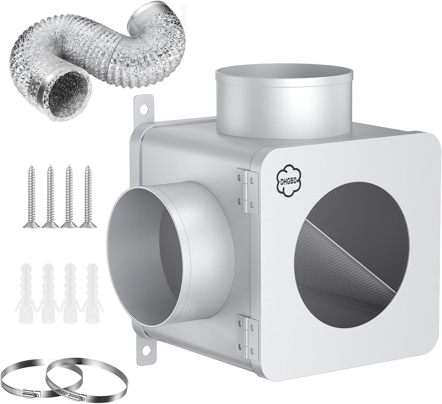 Metal Dryer Lint Trap,Indoor Lint Trap for Dryer with 4inch 8FT Dryer Vent Hose,2 Clamps,2 Stainless Steel Mesh Filters,Secondary Lint Trap for Electric & Gas Dryers