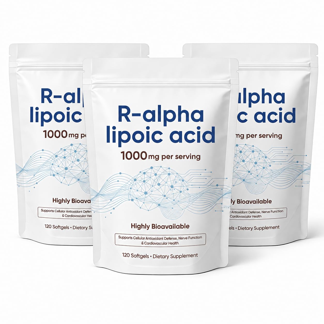 R-Alpha Lipoic Acid 1000mg with Coconut Oil, 360 Softgels(3pack)
