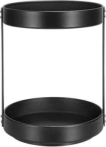 uxcell Lazy Susan - Organizador giratorio de 2 niveles, estantes de especias de metal, organizadores de condimentos para gabinete, despensa, cocina,