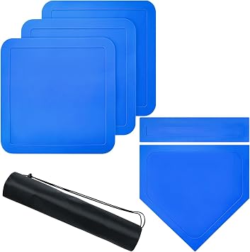 Baseball Bases for Yard - 3 Throw Down Bases 1 Homeplate 1 Pitching Rubber with Baseball Bases Bag for Kids Practice, Rubber Bases for Kickball Baseball Play