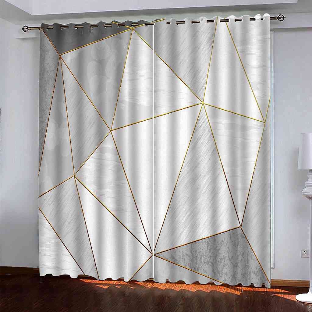 Rideaux de fenêtre gris 3D impression aux finitions haut de gamme pour chambre