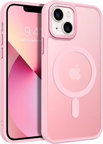 BENTOBEN لهاتف iPhone 13 Mini Phone Case، وحقيبة iPhone 13 Mini [متوافقة مع Magsafe] غطاء حماية شفاف غير لامع مغناطيسي نحيف مقاوم للصدمات للنساء للرجال لهاتف iPhone 13 Mini 5.4" 2021، وردي فاتح