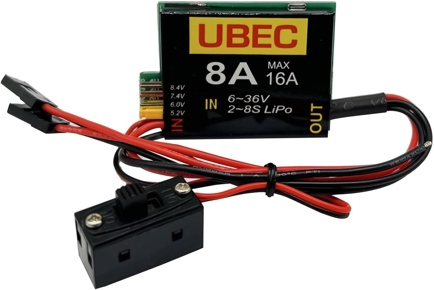2-8S LiPo UBEC-8A BEC 5.2/6.0/7.4/8.4V Servo Independent Power Supply for RC Car Fixed Wing Airplane Robot