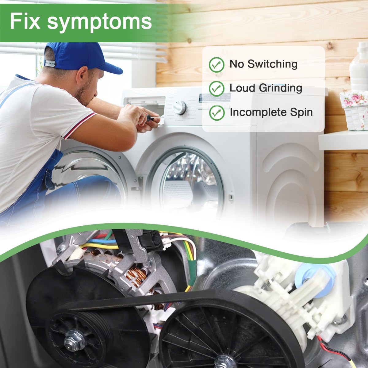 Upgraded WH03X30517 Washer Shift Actuator & WH01X27538 Washer Drive Belt & WH05X24185 Washer Clutch & WH01X24434 Spring Compatible with GE Hot-point Washer Clutch and Mode Shifter Actuator