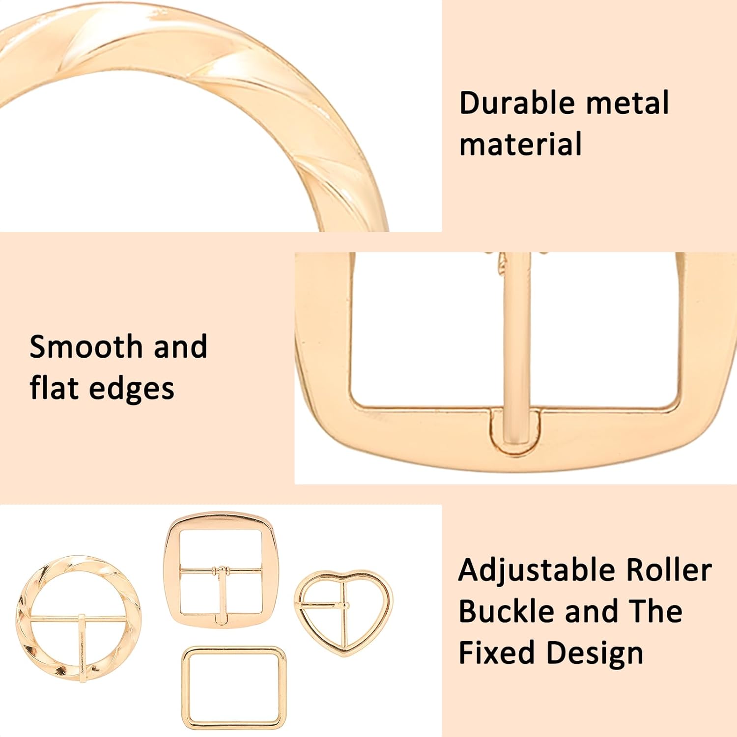 8PCS Premium Adjustable Metal Roller Buckle, Coat Adjustment Buckle, Unique Gift for Christmas Fashion, 4 Different Sized Belts Hardware Pin Buckles for Belt DIY Accessories - Image 2
