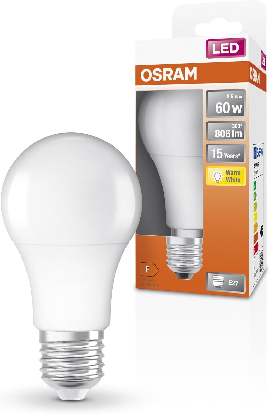 Led Star Classic A60 Led Lamp for E27 Socket, Pear Shape, Matt Optics, 806 Lumens, Warm White (2700K), Replacement for Conventional 60W Light Bulbs, Not Dimmable, 1Er Pack