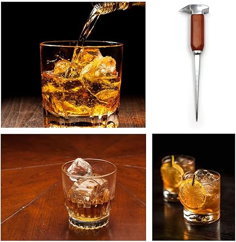 Miniatura 10 de Picadora de hielo de acero inoxidable con mango de madera trituradora de hielo ideal para cocina barras camarero mejores herramientas de talla de