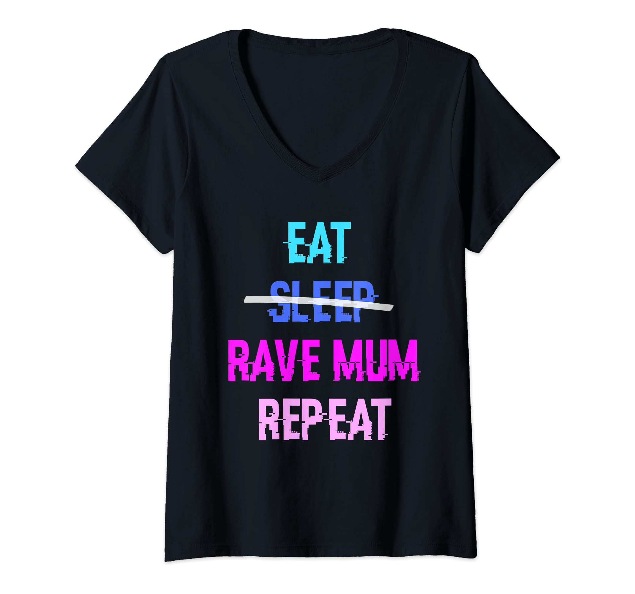 Womens Rave Mum Apparel & EDM Music TeesWomens Rave Mum EDM Music Costume For Festivals & Raver Mums V-Neck T-Shirt