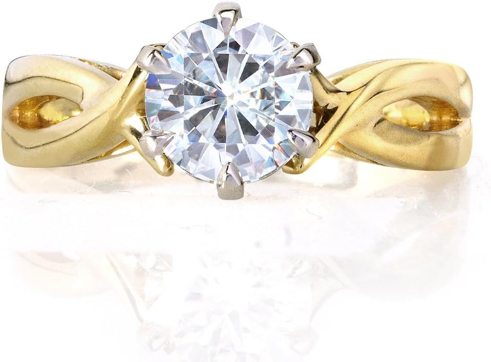 Kobelli Round Moissanite Solitaire Engagement Ring 1 CTW 14k Gold