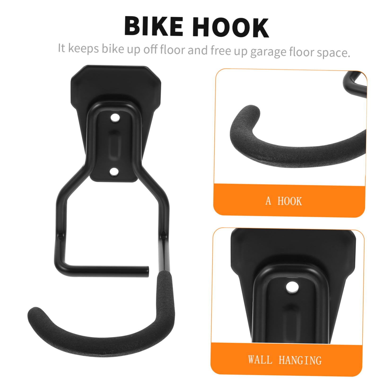 Gancho para Colgar Bicicletas Metálico Negro de Pared, 2 Piezas