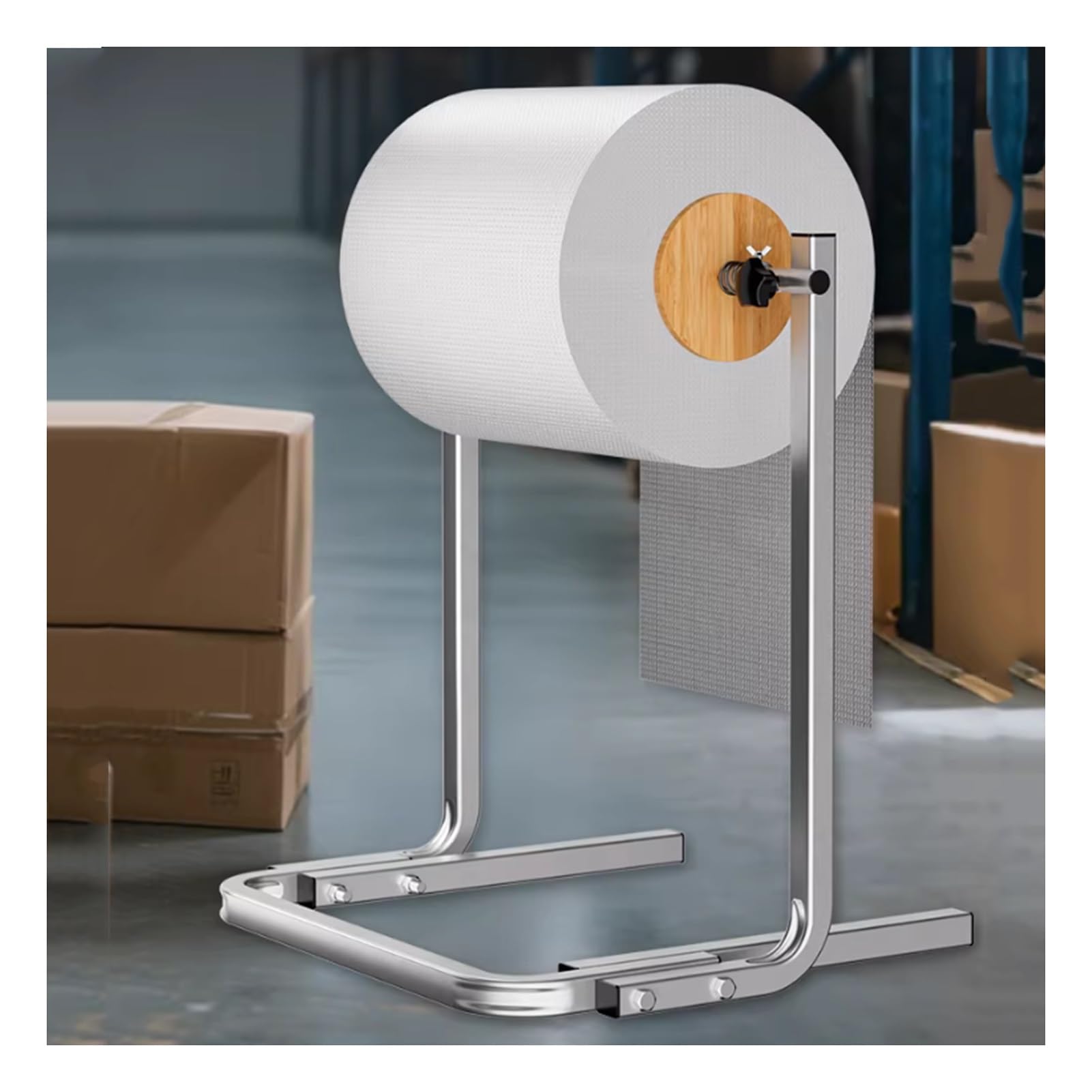 Dispenser per rotolo di pluriball, scaffale per imballaggio manuale in pellicola estensibile, imballaggio per corriere, facile sostituzione, con deflettore regolabile in larghezza, capacità di carico