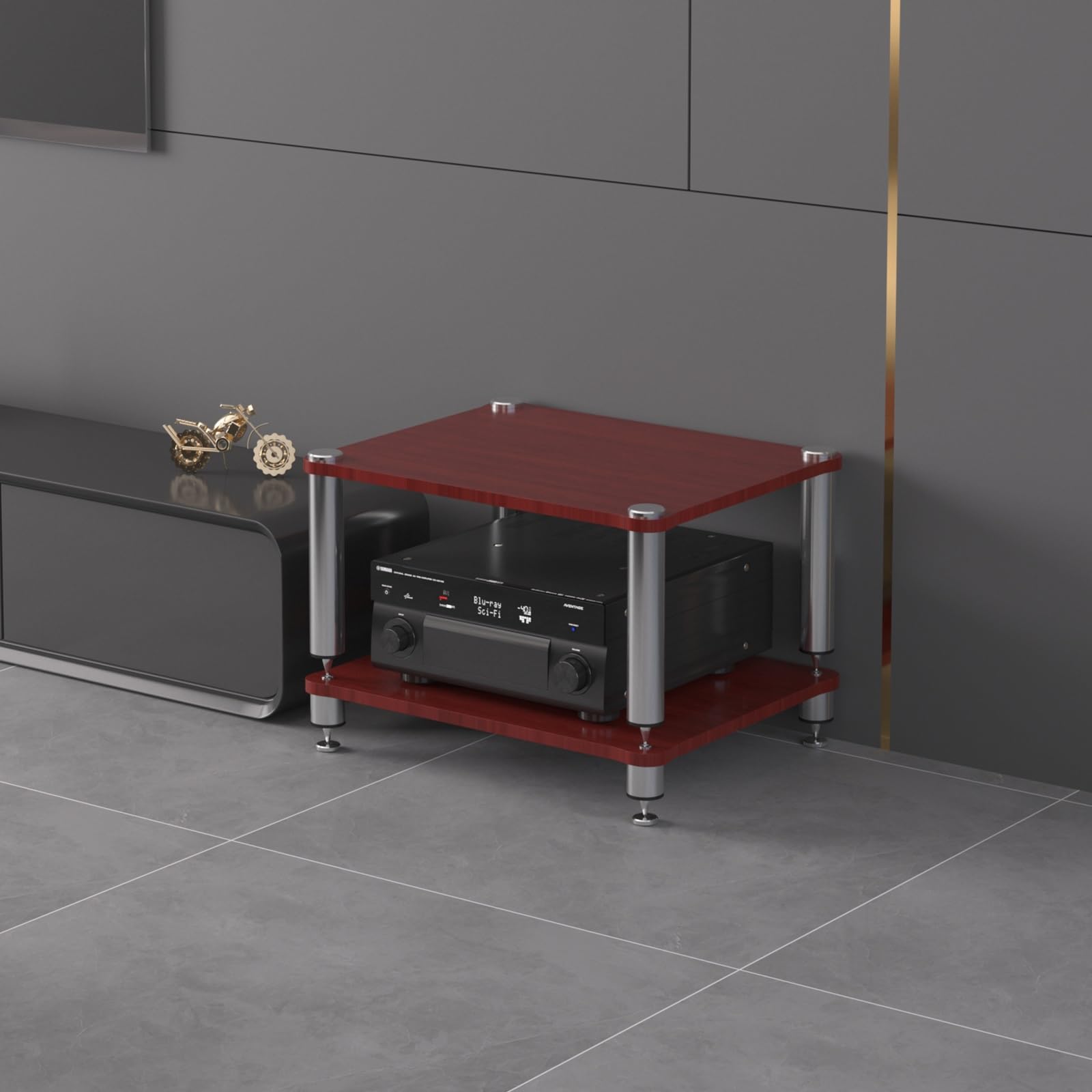 Meuble audio-vidéo moderne pour salon chaleureux et étagère Hi-Fi de système stéréo