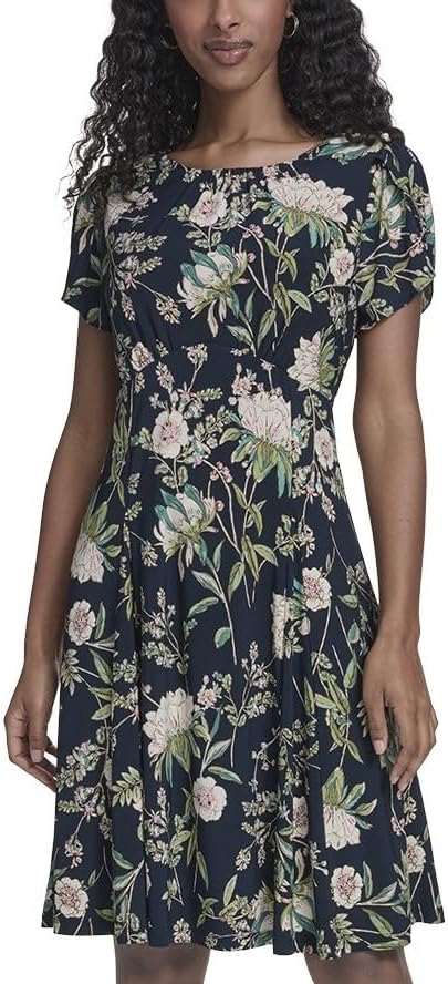 Tommy Hilfiger Womens Short Sleeve Crew Neck Jersey Ruffle Hem Mini Dress