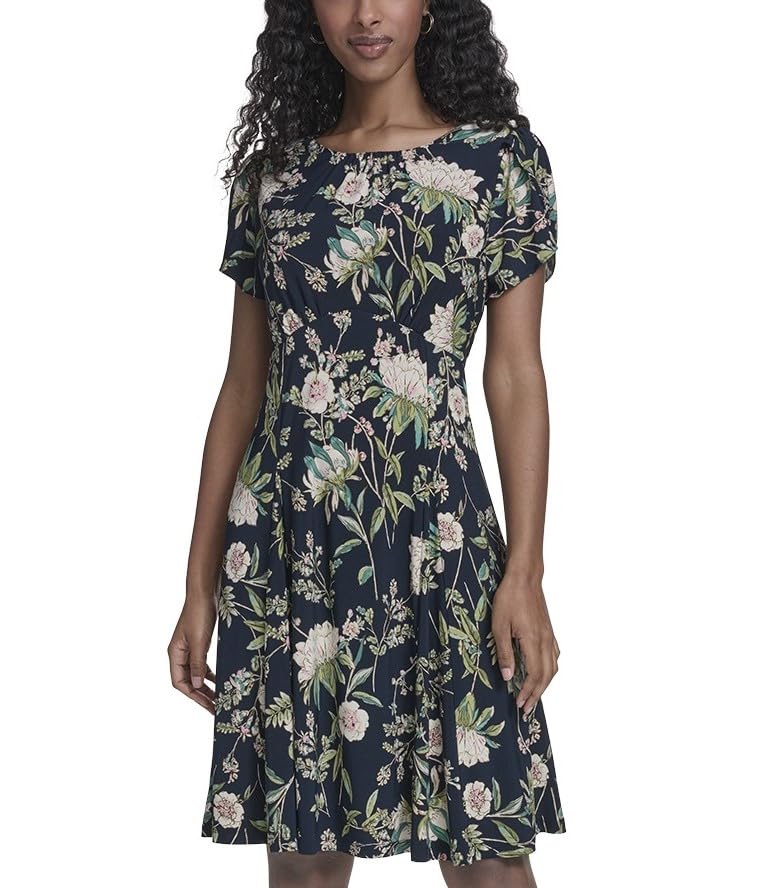 Tommy Hilfiger Womens Short Sleeve Crew Neck Jersey Ruffle Hem Mini Dress