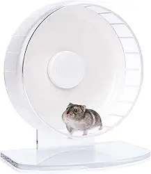 Rodas de exercício de hamster super silenciosas da Niteangel: – Rodas de corrida silenciosas com suporte ajustável para hamsters gérbils ou outros animais pequenos (P, branco)