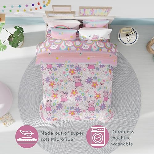 Miniatura 5 de Franco Peppa Pig - Juego de edredón y sábanas súper suaves con funda, 7 piezas, tamaño matrimonial, (producto oficial)