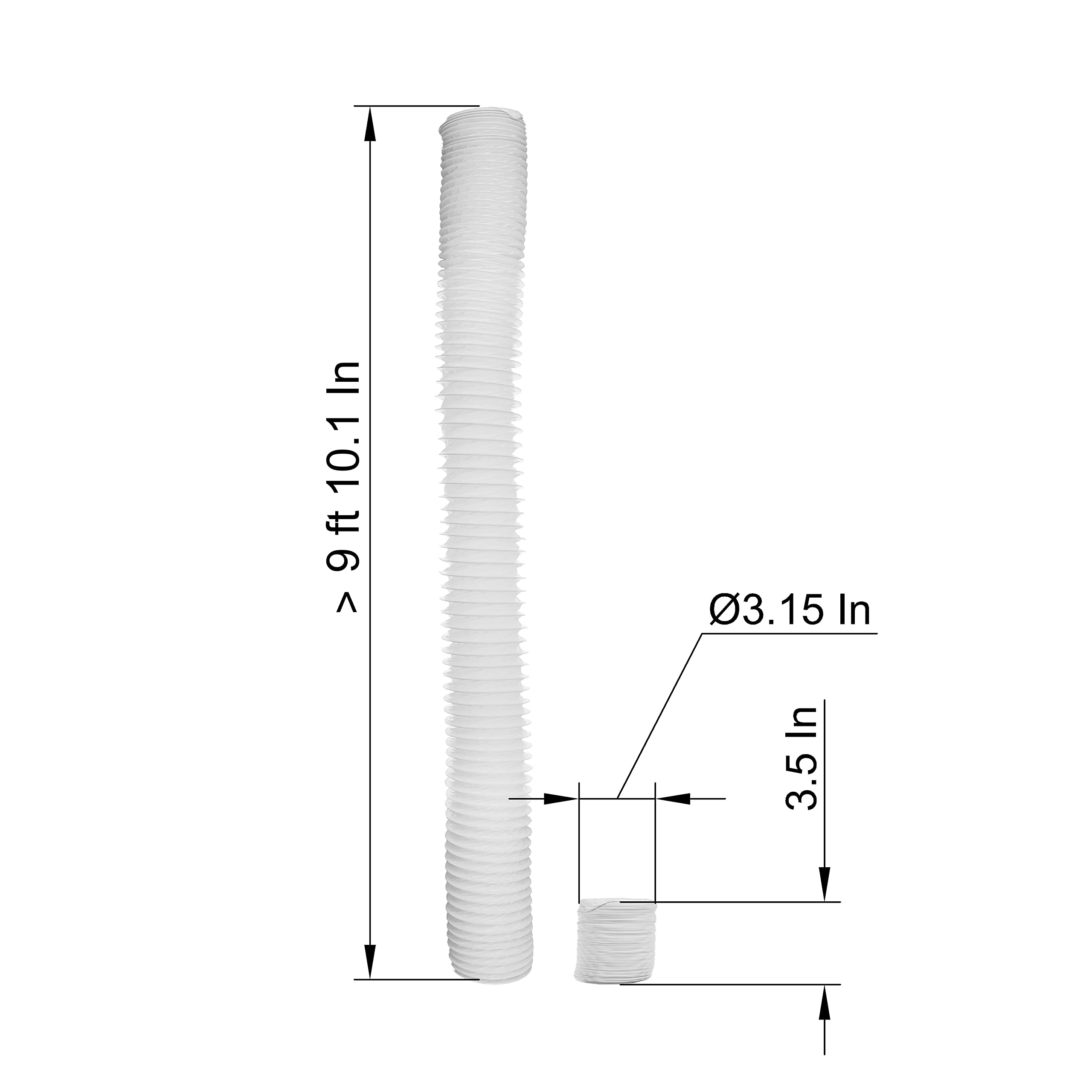 Vent Systems Ø80 mm de 3M Long PVC Flex Manguera con alambre de acero en el interior. Líneas aéreas flexibles para ventilación. Canal de calefacción, enfriamiento y ventilación flexibles