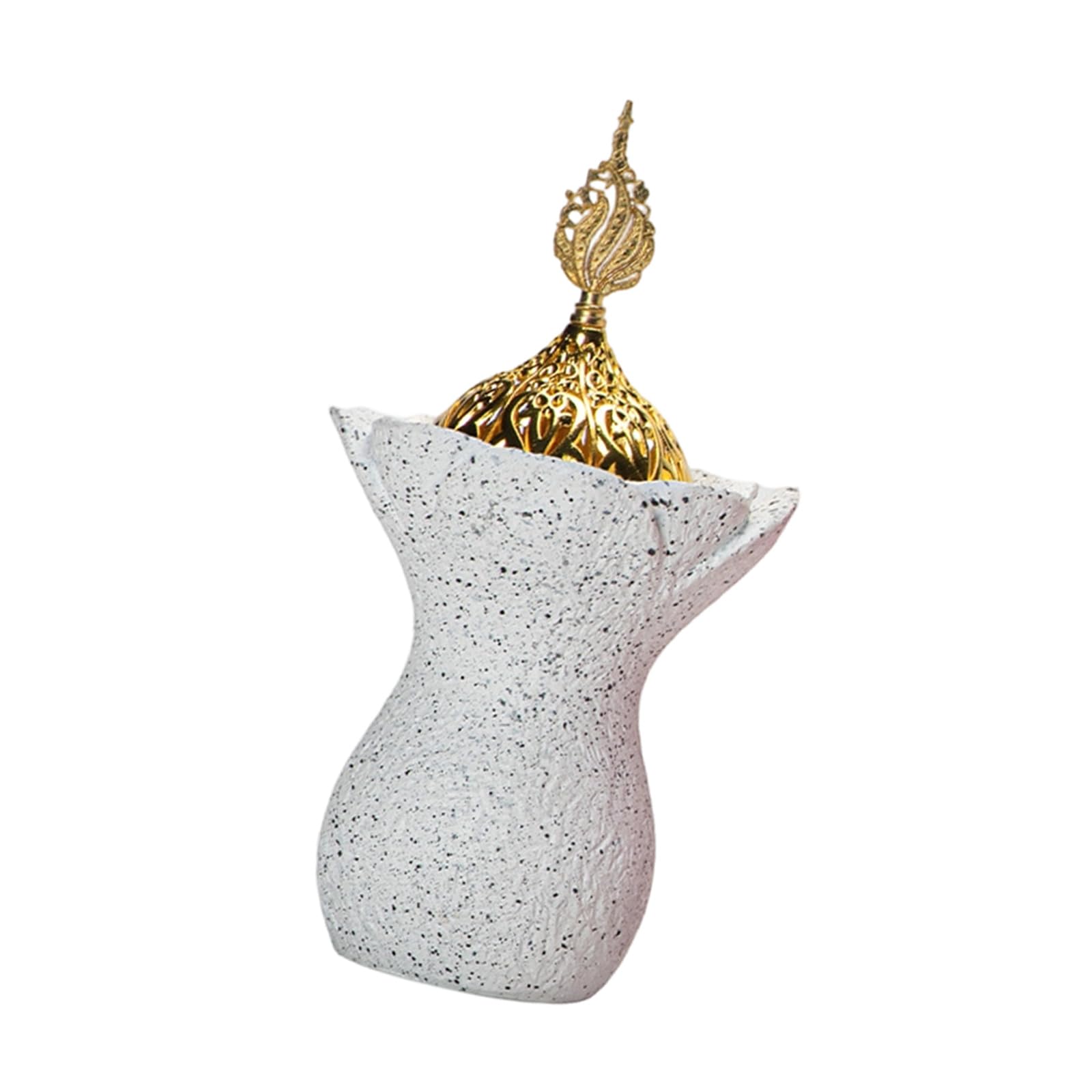 Sculpted Resin Bakhoors Ice Burner with Cover Middle Eastern Arabic Fragrance Diffuser Islamic Festival Decor Meditation Incense Burner