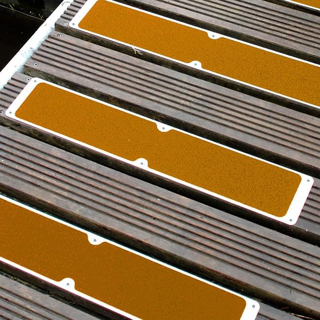 Flat Anti-Slip Plate – 4.5" x 25", Orange Grit, Aluminum Base, High Visibility Step Safety Plate, Weatherproof, OSHA, NFSI & CoF Compliant