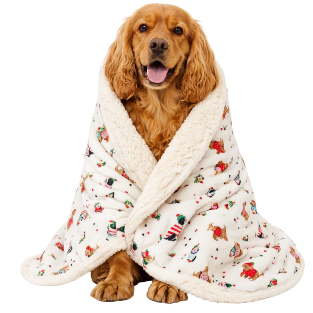 Cath Kidston Washable Large Dog Blanket for Furniture & Pet Bedding, Reversible Sofa Throw, Soft Fleece Winter Blanket for Dogs & Puppies, Hearts & Roses Print, 100x120cm — image 1