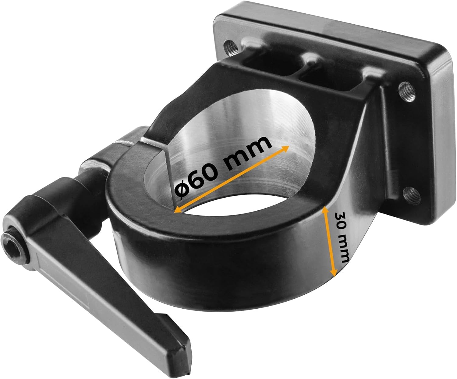 Pince de Fixation Ø 60 mm pour Supports de Carottage - Support de Montage pour Unité de Carottage - Pince de Fixation pour Carotteuse Diamantée - Espacement des vis L:80 mm/H:43 mm