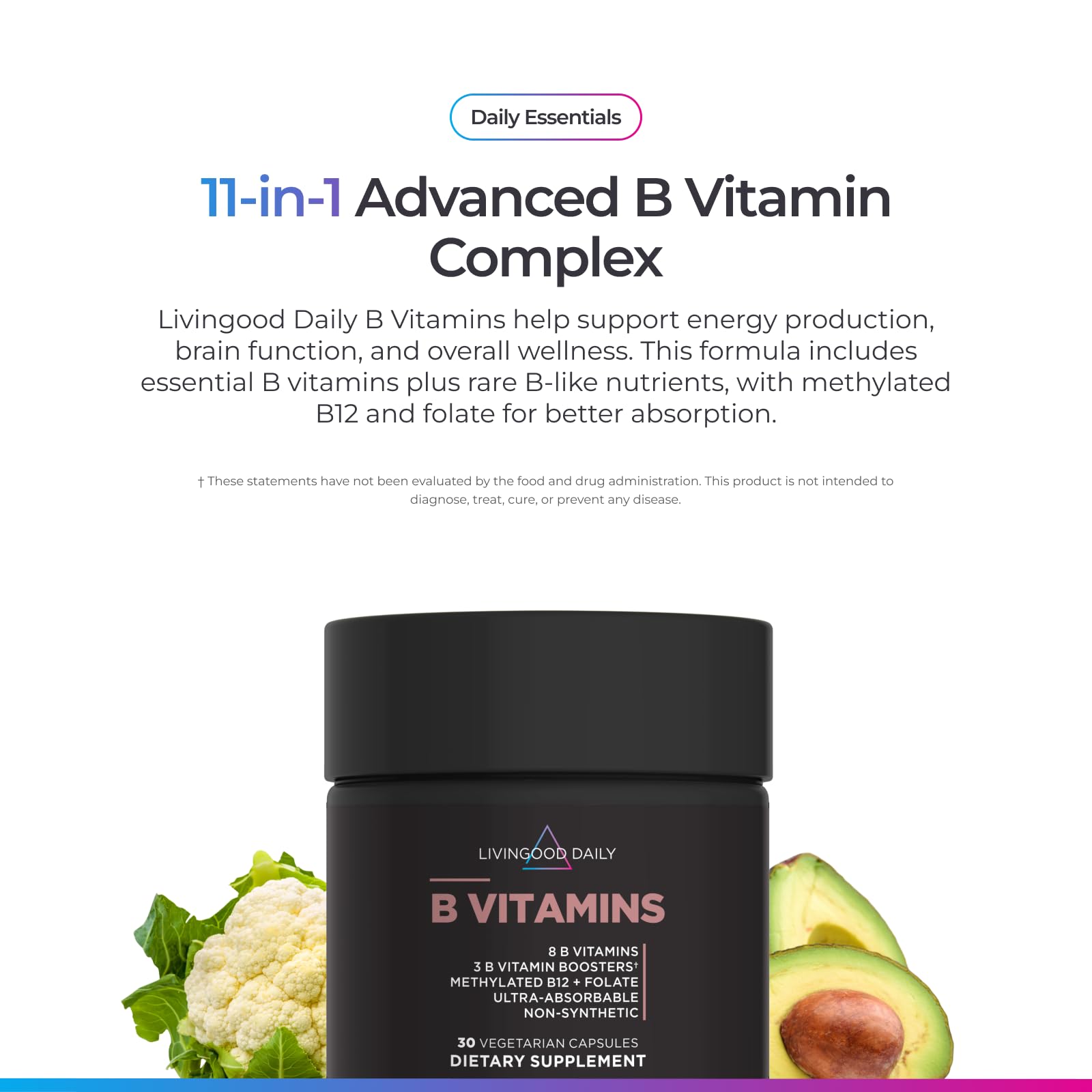 Livingood Daily Vitamin B Complex Supplement for Men and Women, 30 Capsules — Amazon image 3