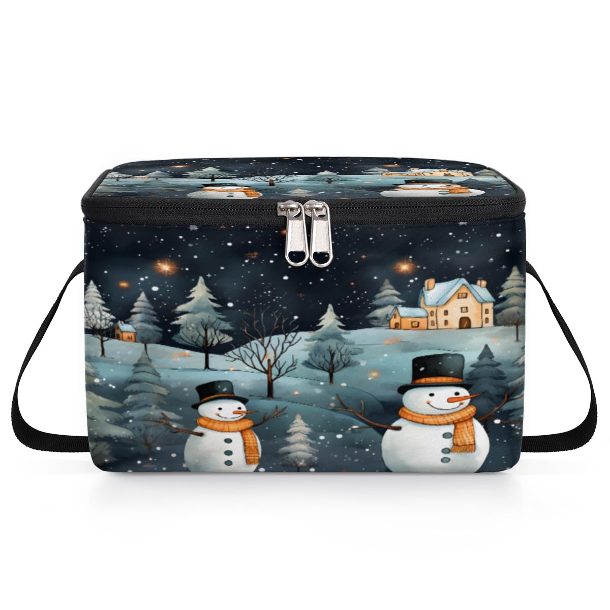 GzLeyigou Snowman Farmhouse Lunch Bags for Women Men 9 Cans, Hot & Cold Food Delivery Bag Insulated Grocery Bag Insulated Lunch Box Cooler Bag for Office Work Picnic Beach