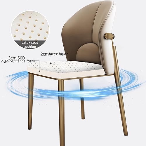 Miniatura 9 de JKGHK - Juego de sillas de comedor de cuero, sillas de cocina tapizadas, sillas de comedor con respaldo curvo, silla de escritorio sin brazos para